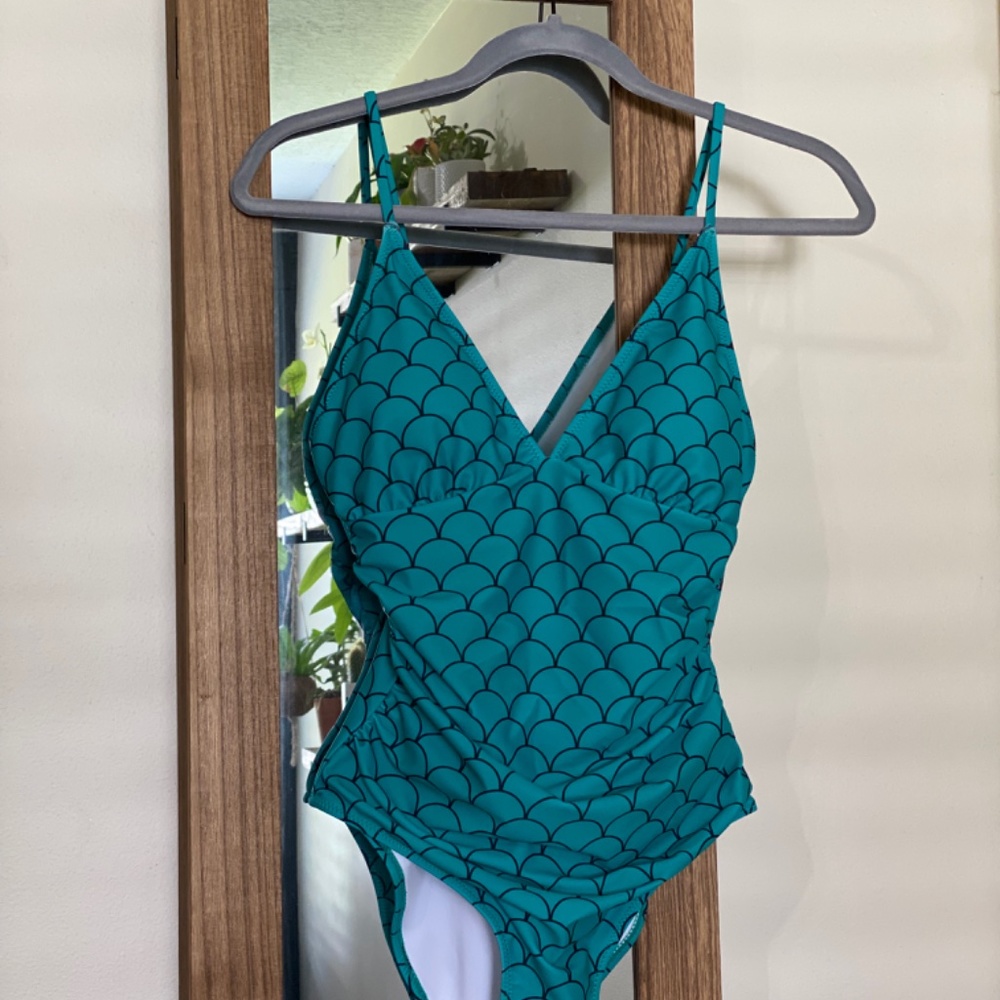 Teal one piece mermaid swimsuit - Picture 2 of 3